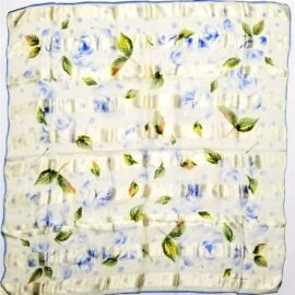 1055-Khăn lụa vuông-Pierre Cardin floral scarf (~86cm x 86cm)-Gần như mới
