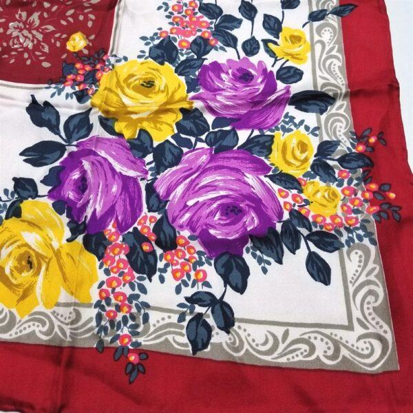 1061-Khăn lụa vuông-Floral silk scarf (~87cm x 87cm)-Khá mới2