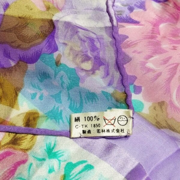 1062-Khăn lụa vuông-Bill Blass silk floral scarf (~87cm x 87cm)-Khá mới4