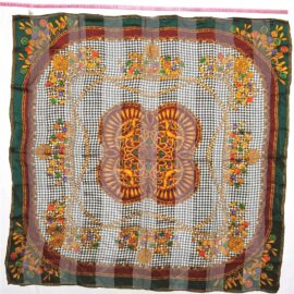 1069-Khăn lụa vuông-Belles Journees 1981 silk scarf (~88cm x 88cm)-Khá mới