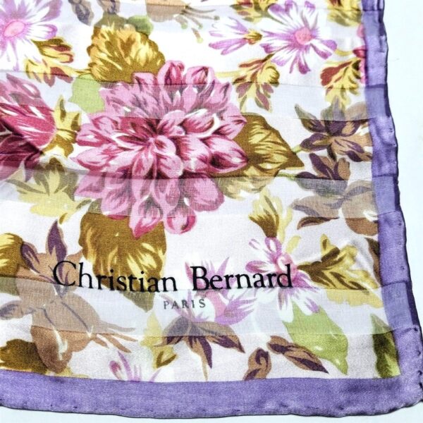 1075-Khăn lụa vuông-Christian Bernard floral silk scarf (~88cm x 88cm)-Khá mới3