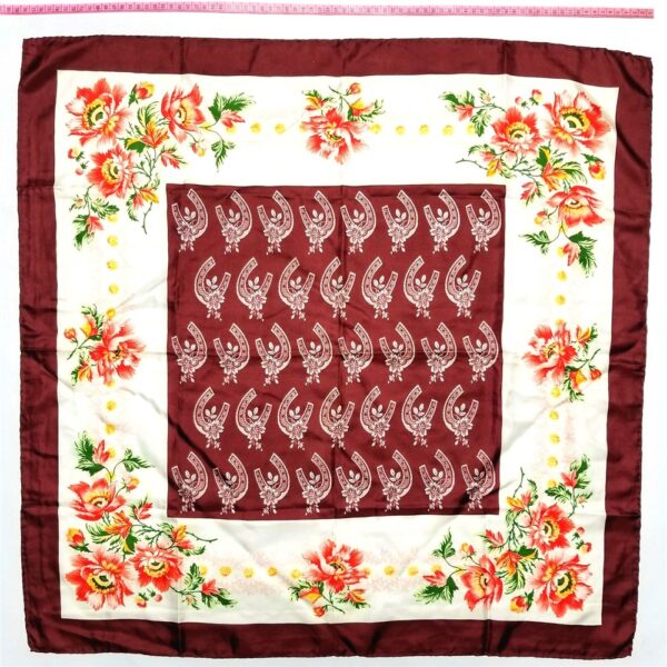 1077-Khăn lụa vuông-Floral silk scarf (~78cm x 78cm)-Khá mới0