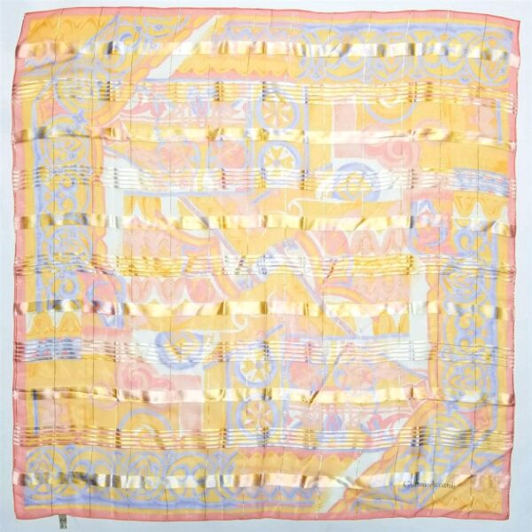 1079-Khăn lụa vuông-Gianni Accardi silk scarf (~86cm x 86cm)-Gần như mới0