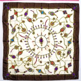 1085-Khăn lụa vuông-Jewelry theme silk scarf (~88cm x 88cm)-Khá mới