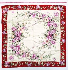 1088-Khăn lụa vuông-Floral silk scarf (~78cm x 78cm)-Khá mới