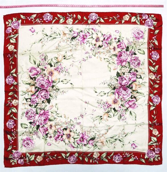 1088-Khăn lụa vuông-Floral silk scarf (~78cm x 78cm)-Khá mới0