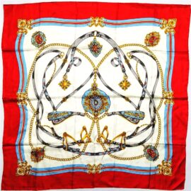 1096-Khăn lụa vuông-Vintage silk scarf (~88cm x 88cm)-Khá mới