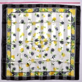 1097-Khăn vuông-Floral polyester scarf (~100cm x 100cm)-Như mới
