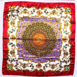 1089-Khăn lụa vuông-Multicolor silk scarf (~86cm x 86cm)-Khá mới