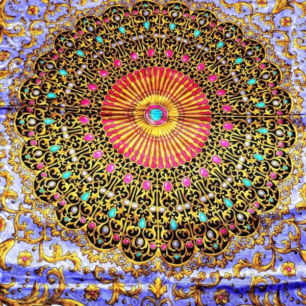 1089-Khăn lụa vuông-Multicolor silk scarf (~86cm x 86cm)-Khá mới2