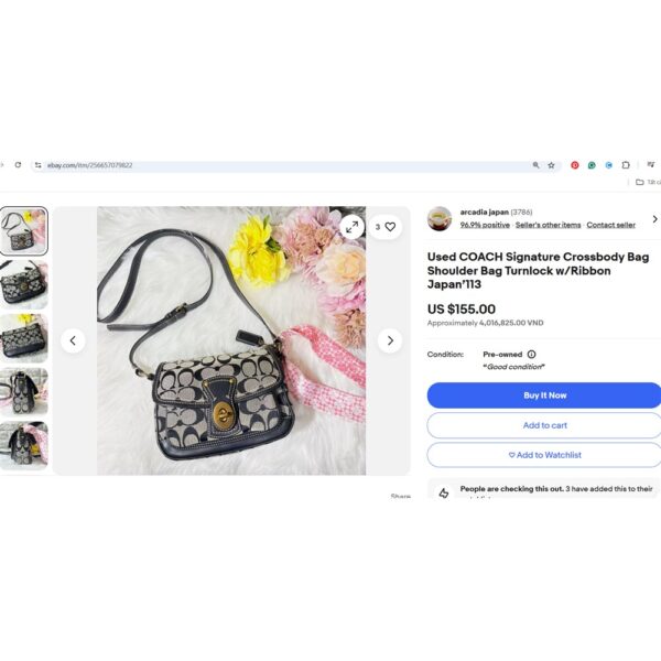 1476-Túi đeo chéo-Coach Signature leather & cloth crossbody bag-Gần như mới8