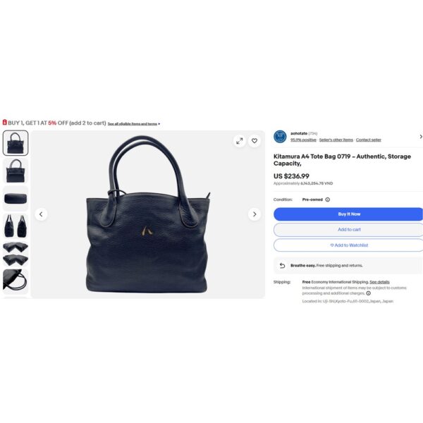 1433-Túi xách tay/đeo chéo-KITAMURA leather 2 ways bag-Khá mới15