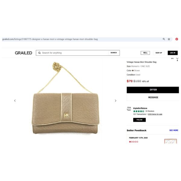 1467-Túi đeo vai/Clutch-HANAE MORI shoulder bag/clutch-Đã sử dụng/Khá sạch18