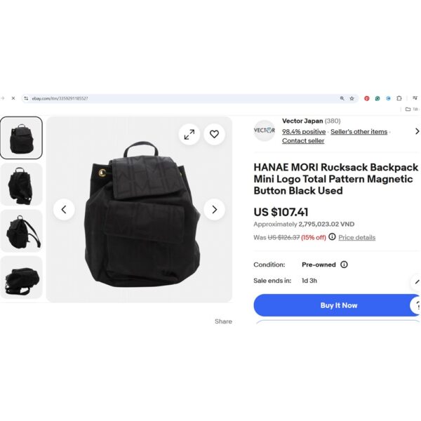 1436-Balo nữ-HANAE MORI backpack-Gần như mới12