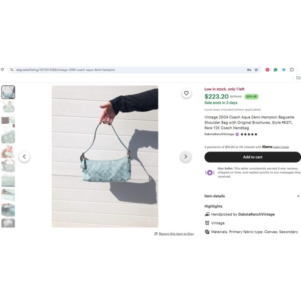 1479-Túi xách tay/đeo vai-Coach Signature cyan baguette bag-Khá mới9