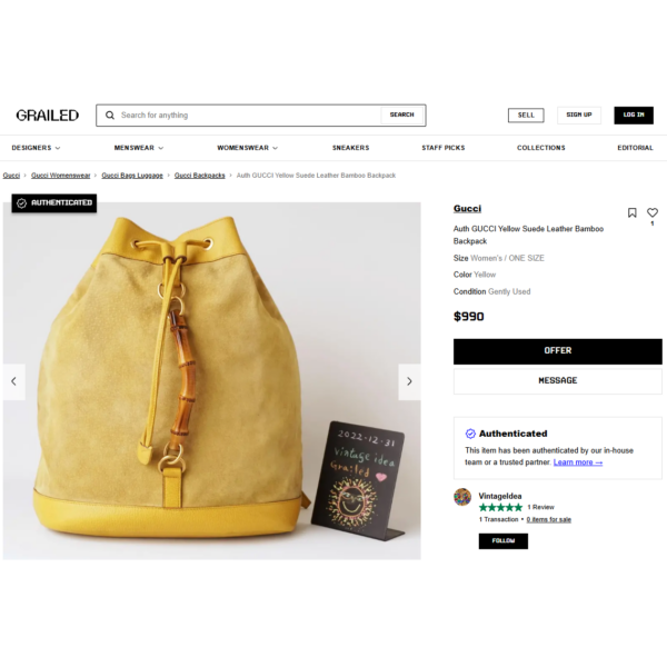 1496-Balo nữ/nam-GUCCI bamboo suede leather backpack-Đã sử dụng/Khá mới21