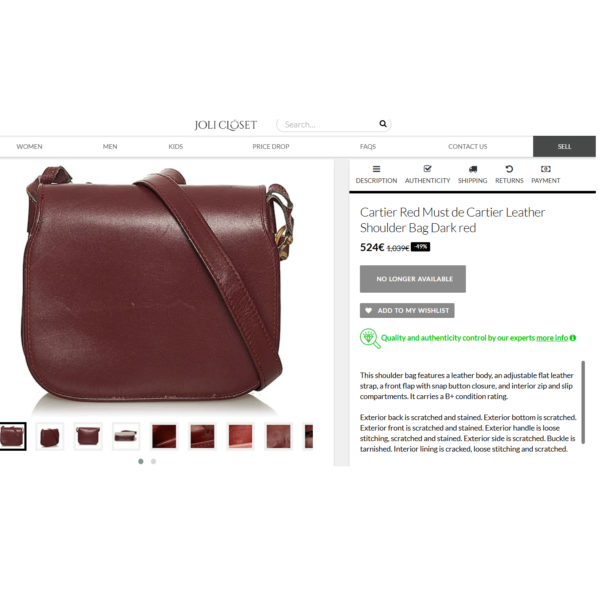 1384-Túi đeo chéo-CARTIER Must Leather Bordeaux crossbody bag-Đã sử dụng25