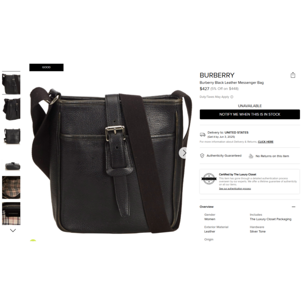 1354-Túi đeo chéo-BURBERRY vintage leather cream color crossbody bag-Khá mới15