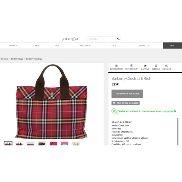 1351-Túi xách tay-BURBERRY Red Nova Check cloth tote bag-Gần như mới13