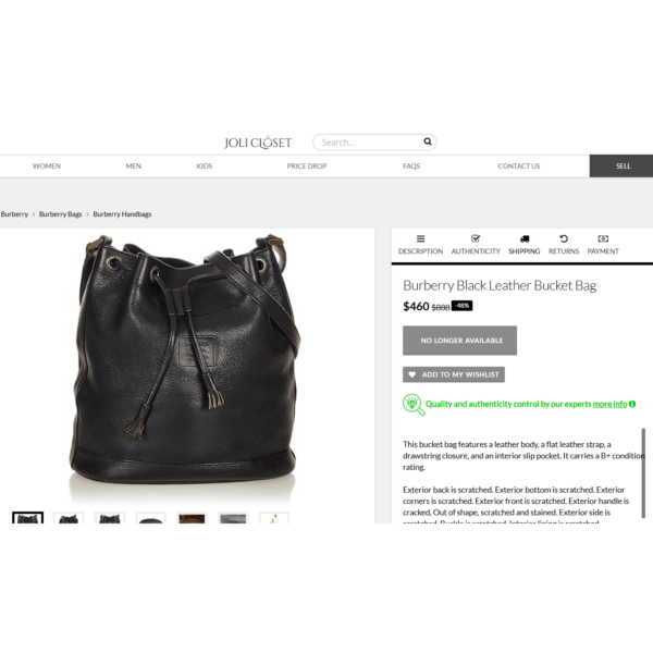 1361-Túi đeo vai-BURBERRYS vintage bucket leather bag-Khá mới15