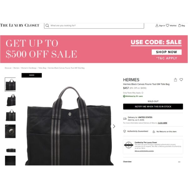 1342-Túi xách tay-HERMES cloth tote bag-Đã sử dụng15