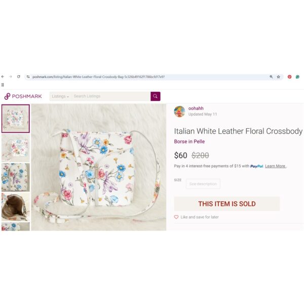 1533-Túi đeo chéo-VERA PELLE floral print crossbody bag-Gần như mới11