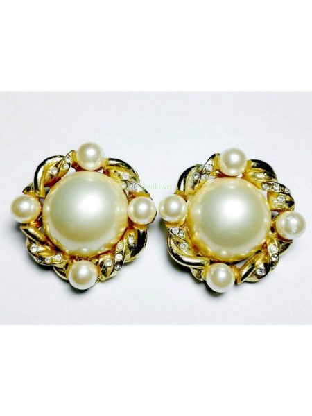 0988-Bông tai-Faux Pearl gold plated Earrings0
