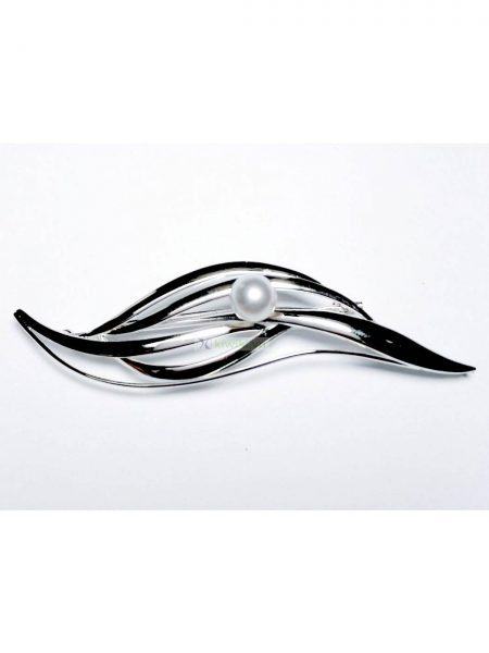0986-Ghim cài áo-Silver and pearl pin0