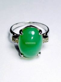 0995-Nhẫn bạc-Silver+natural green stones 10mm