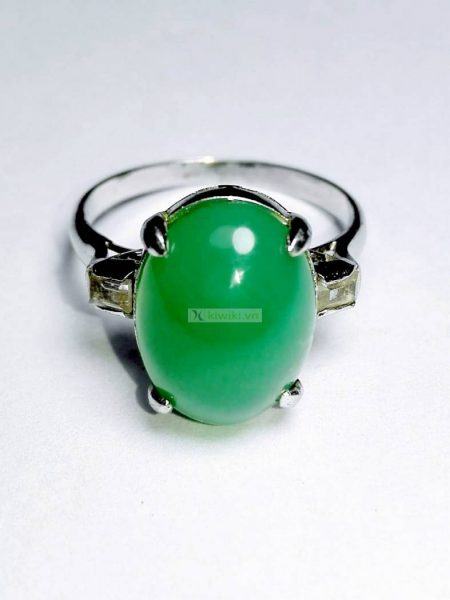 0995-Nhẫn bạc-Silver+natural green stones 10mm0