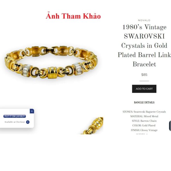 0936-Vòng tay nữ-14K Gold plated & crystal bracelet-Khá mới10