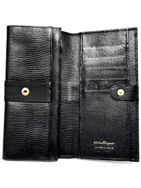 1665-Ví dài nữ-SALVATORE FERRAGAMO Vara black textured leather wallet2