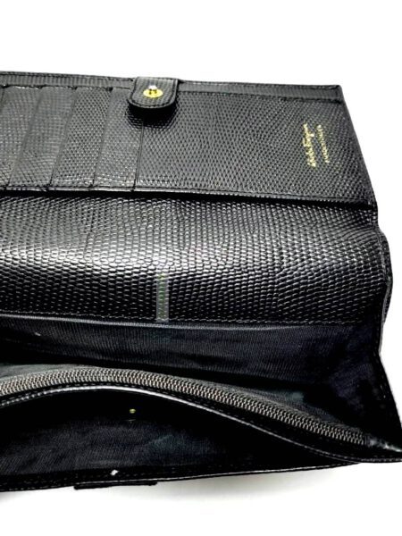1665-Ví dài nữ-SALVATORE FERRAGAMO Vara black textured leather wallet3