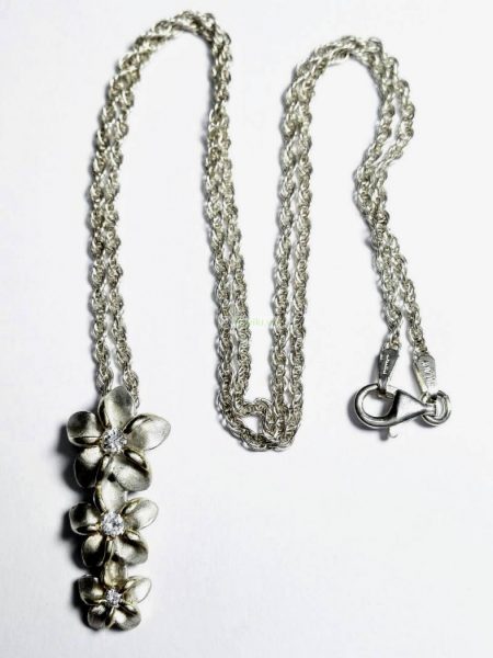 0772-Dây chuyền nữ-Silver triple plumeria necklace1