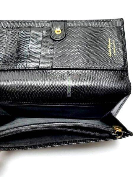 1666-Ví dài nữ-SALVATORE FERRAGAMO  Vara black textured leather wallet3