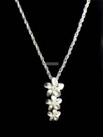 0772-Dây chuyền nữ-Silver triple plumeria necklace