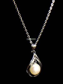 0773-Dây chuyền nữ-Sterling silver pearl necklace