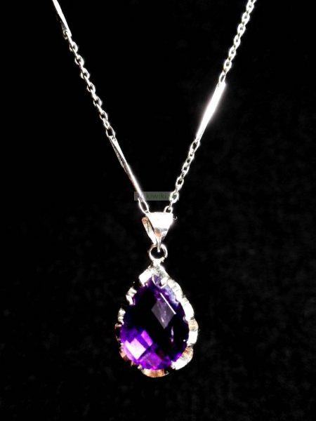 0774-Dây chuyền nữ-Amethyst pendant necklace0
