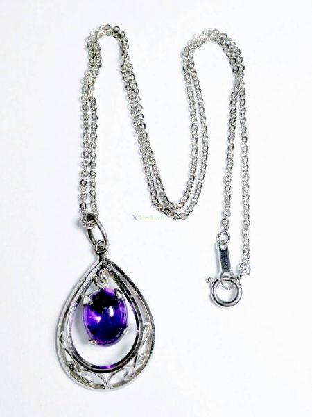0776-Dây chuyền nữ-Amethyst silver necklace3