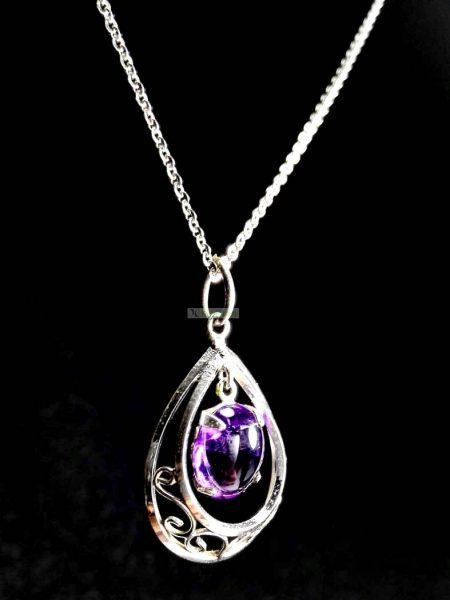 0776-Dây chuyền nữ-Amethyst silver necklace1