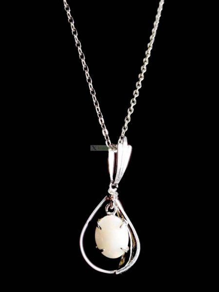 0777-Dây chuyền nữ-Opal silver necklace0