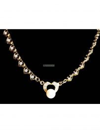 0778-Dây chuyền nữ-Faux pearl and crystal gold plated necklace