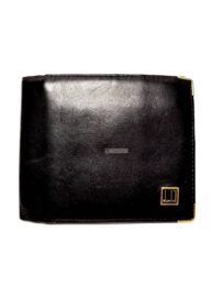 1673-Ví nam-DUNHILL Black Logo Hardware Bi-fold Leather wallet