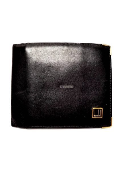 1673-Ví nam-DUNHILL Black Logo Hardware Bi-fold Leather wallet0