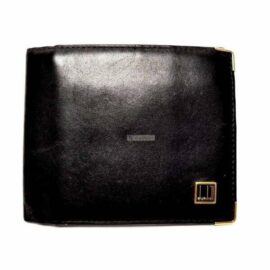 1673-Ví nam-DUNHILL Black Logo Hardware Bi-fold Leather wallet