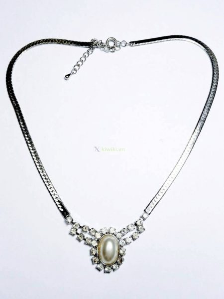 0783-Dây chuyền nữ-Stainless faux pearl crystal necklace1