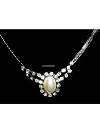 0783-Dây chuyền nữ-Stainless faux pearl crystal necklace