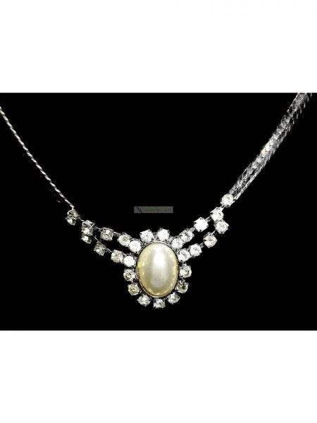 0783-Dây chuyền nữ-Stainless faux pearl crystal necklace0