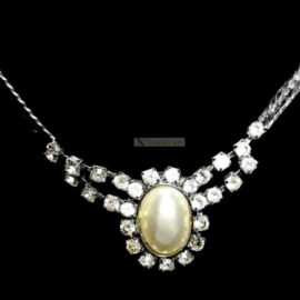 0783-Dây chuyền nữ-Silver color & faux pearl, crystal necklace