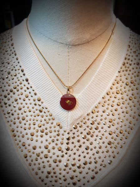 0788-Dây chuyền nữ-Red pendant necklace7